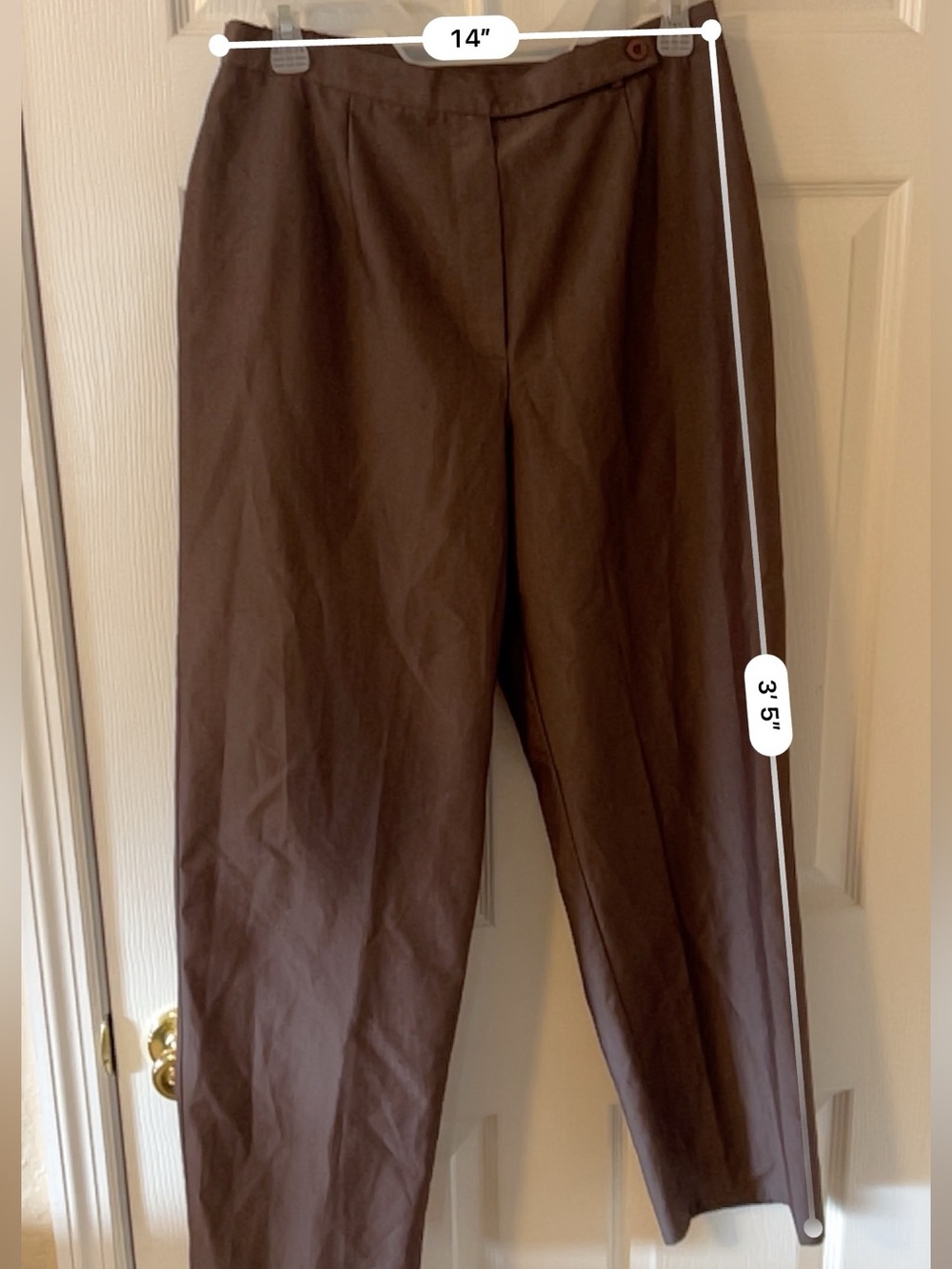 Vintage Norton McNaughton Petites Brown Dress Pants Size 12P Poly Rayon Trousers - Picture 6 of 6